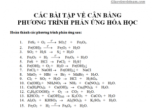 Top 16 bài tập cân bằng phương trình hoá học hay nhất 2022